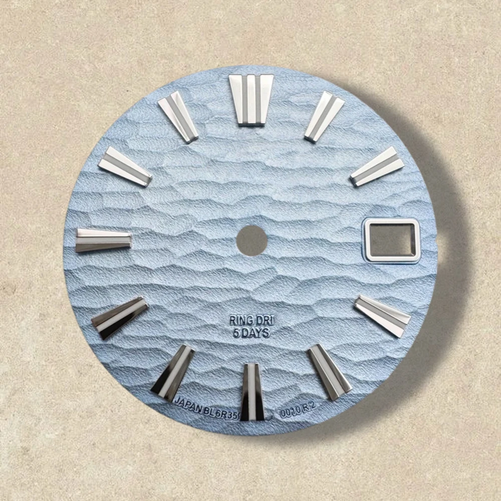 Logo GS 28.5Mm dengan Dial Grand S Cocok Cocok NH35/NH36/4R/7S Gerakan Jepang Gelombang Lumen Hijau Aksesori Jam Tangan Berkualitas Tinggi ﻿