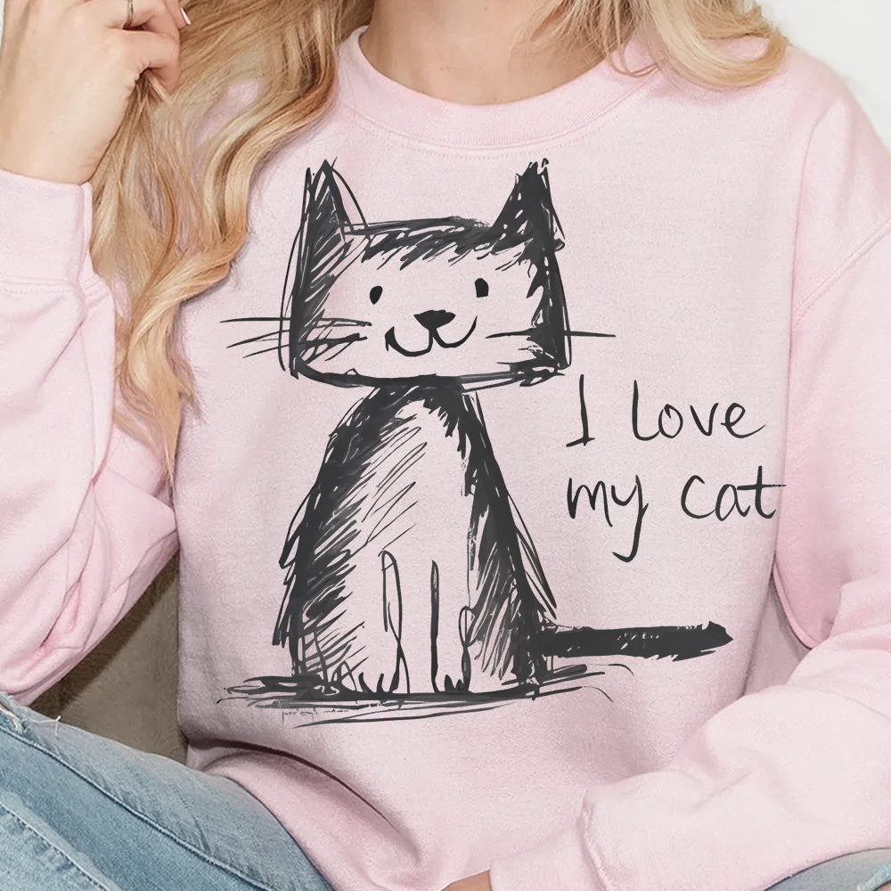 私は私の猫プリントスウェット猫愛好家かわいい漫画パーカーファッションカジュアルレトロ女性セーターカジュアル長袖トップス