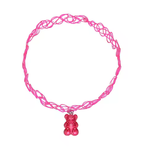 5pcs Colorful acrylic Bear Choker Necklace &ndash; Cute Elastic Jewelry for Girls, Party Gift Idea for bithday gift