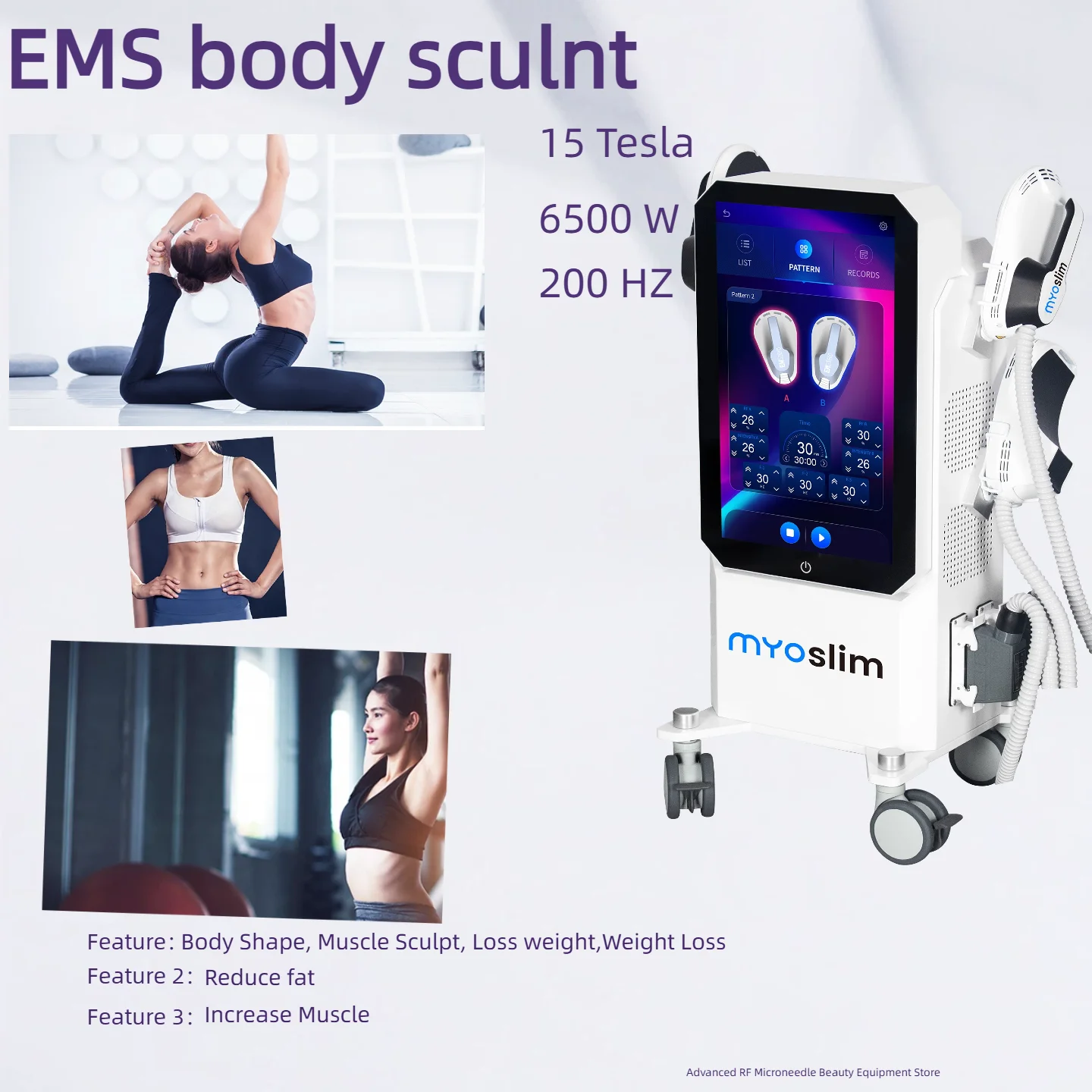 

Аппарат Myoslim 15Тесла: электромагнитный EMS RF-аппарат для коррекции фигуры, сжигания жира, наращивания мышц и укрепления тазового дна