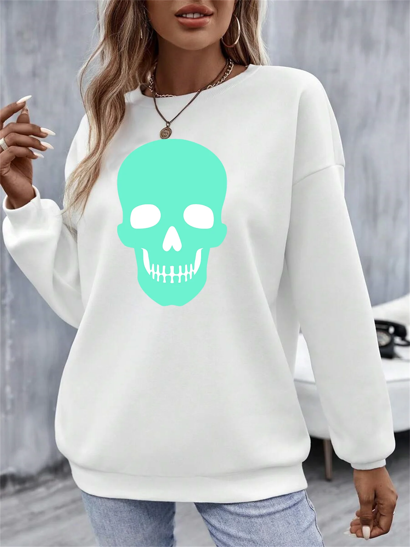 

2024 Glitter Spooky Halloween Skeleton Sweatshirt Casual Sweatshirts Streetwear Hiphop Fashion Funny Sports Hoodies