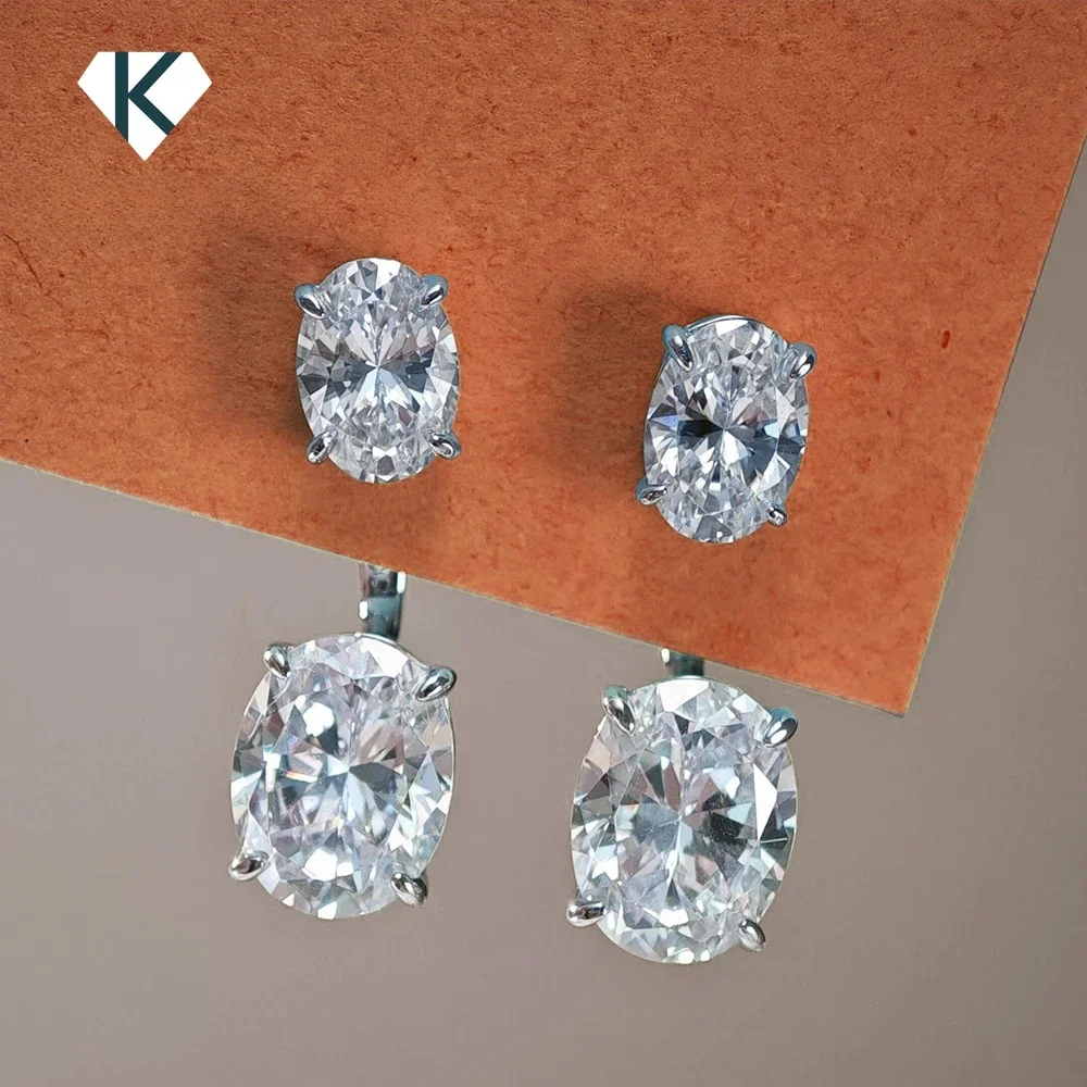 6cttw Oval Cut Moissanit Diamant Ohrstecker mit Zertifikat S925 Silber 2-Tragen abnehmbarer Ohrklemme Tropfenohrring für Frauen