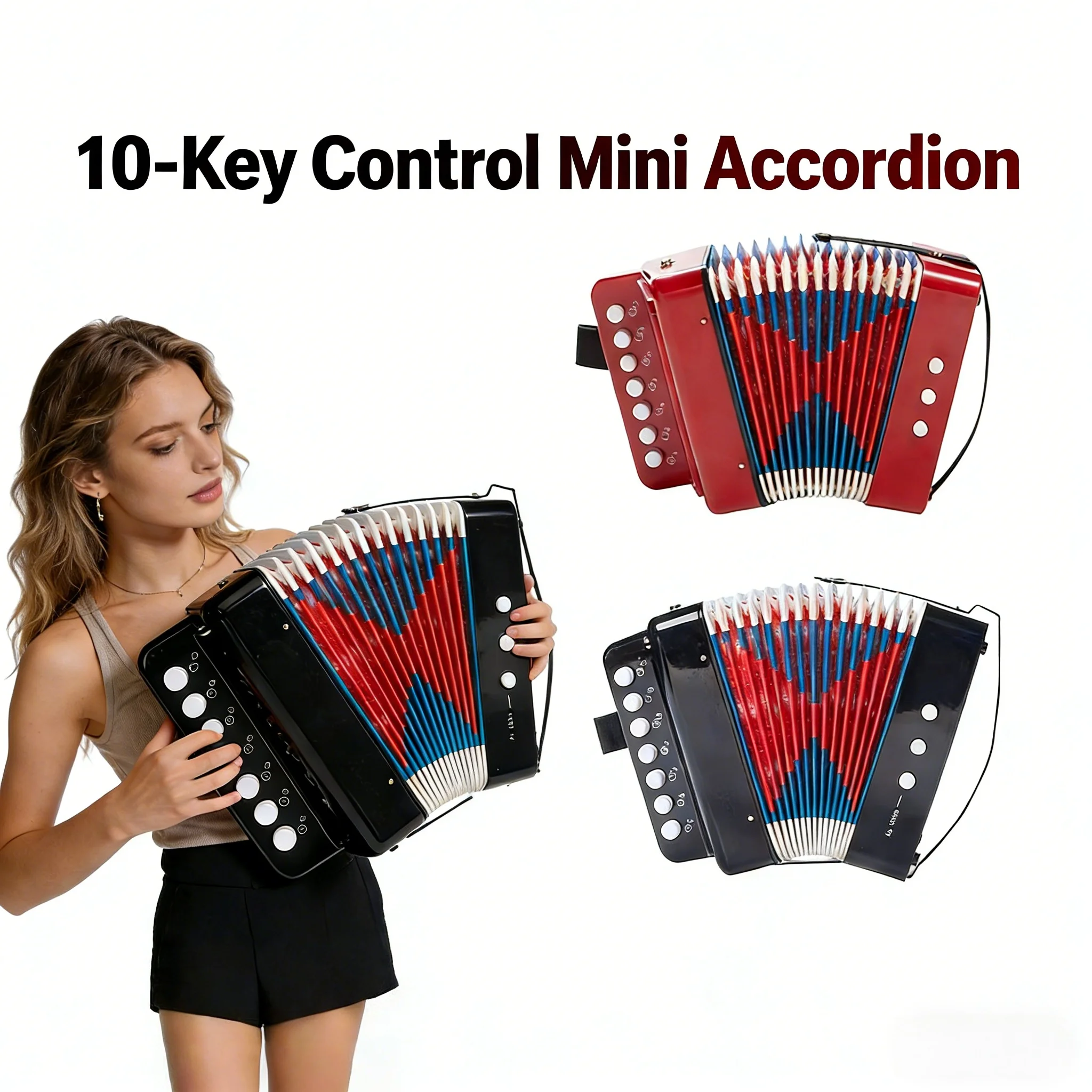 

Mini Accordion,10-Key Control Button Accordion,Portable &Lightweight Accordion Instruments for Children Adults Beginners