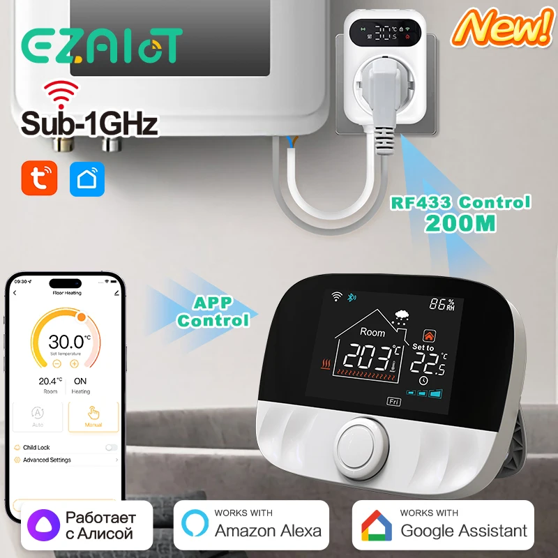 

Tuya WiFi Gas Boiler Heating Thermostat Smart Wireless Remote Temperature Battery Controller Socket Receiver Google Home Alexa