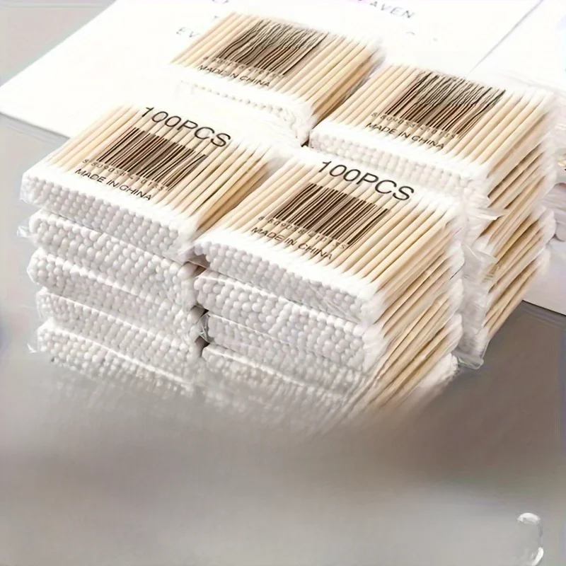 1000 stuks wattenstaafjes - bamboestokjes wattenstaafjes voor oren - dubbele ronde dikke wattenstaafjes geschikt voor make-up en schoonmaken - afbeelding 2