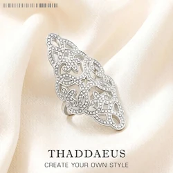 White CZ Ornament Cocktail Ring Europe Style Bridal Sets Glam Fine Jewerly For Women Gift In 925 Sterling Silver