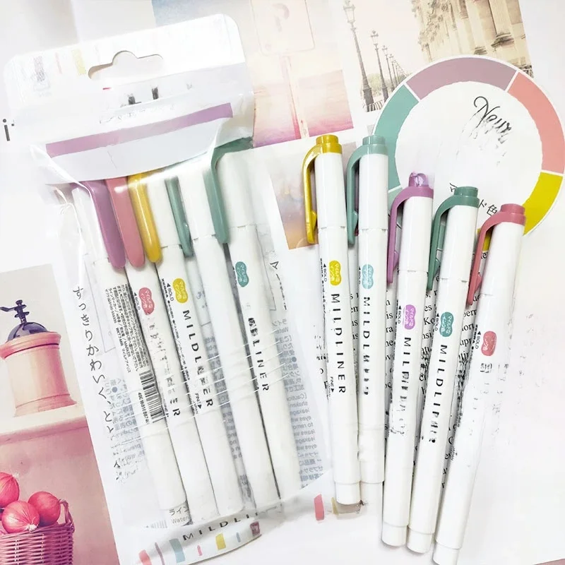NOWE markery rozświetlacze zebra mildliner, WKT7 dwustronny fluorescencyjny długopis z włókna do majsterkowania, podręcznik, rysunek, plakat POP dostaw — zdjęcie produktu 7