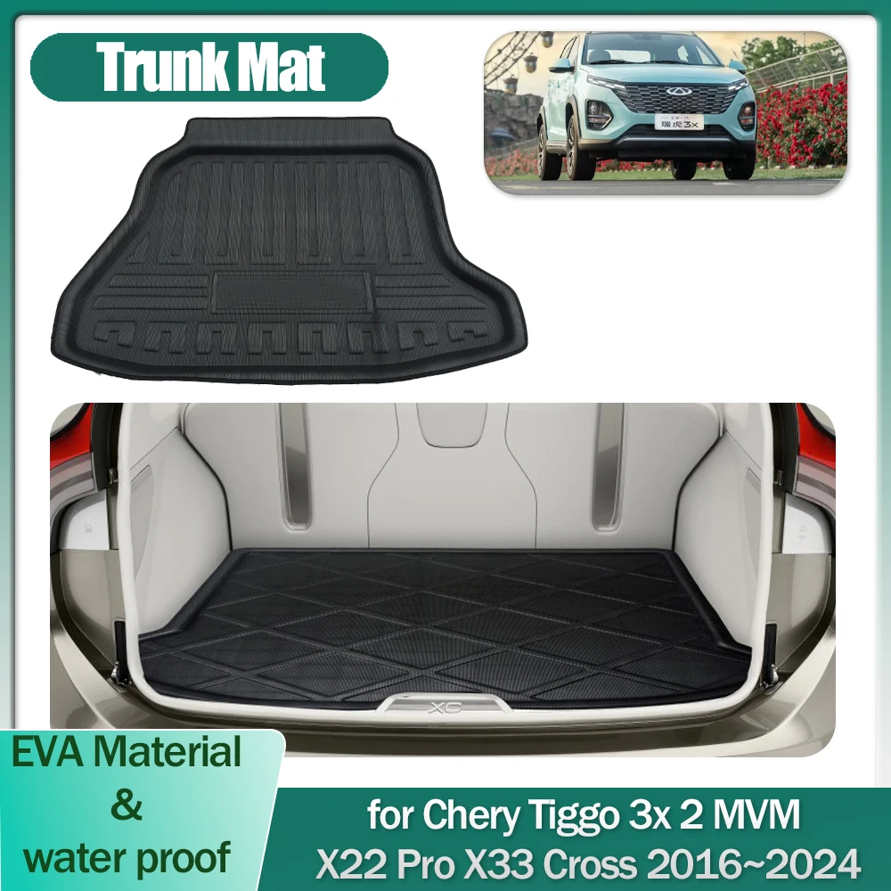 

Коврик в багажник для Chery Tiggo 3x 2 MVM X22 Pro X33 Cross 2016 ~ 2024, подкладка для багажника, напольный коврик, водонепроницаемый чехол, аксессуары