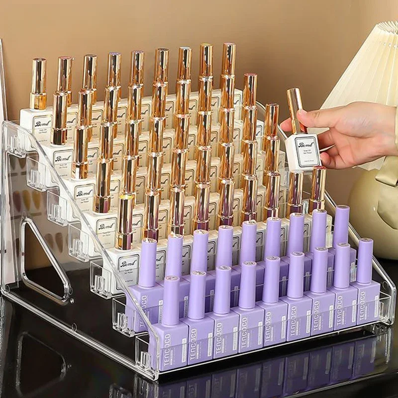 3/4/5/6/7 Lagen Acryl Nagellak Display Rack Transparante Cosmetische Organizer meerlaagse Eenvoudige Montage Rack Standhouder - afbeelding 2