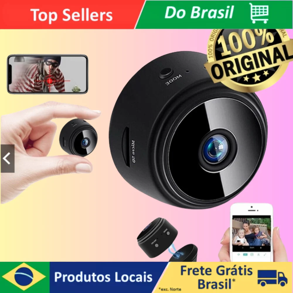 Kit 3 Mini Câmera A9 Original Sem fio 1080p Monitoramento Segurança campo de perto Visão Noturna