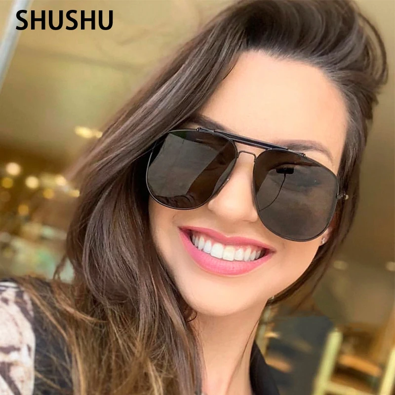 B155 Retro Oversized Metal Sunglasses Ladies Men Peach Red Pilot Sunglasses Trend Designer Glasses UV400 2023 New