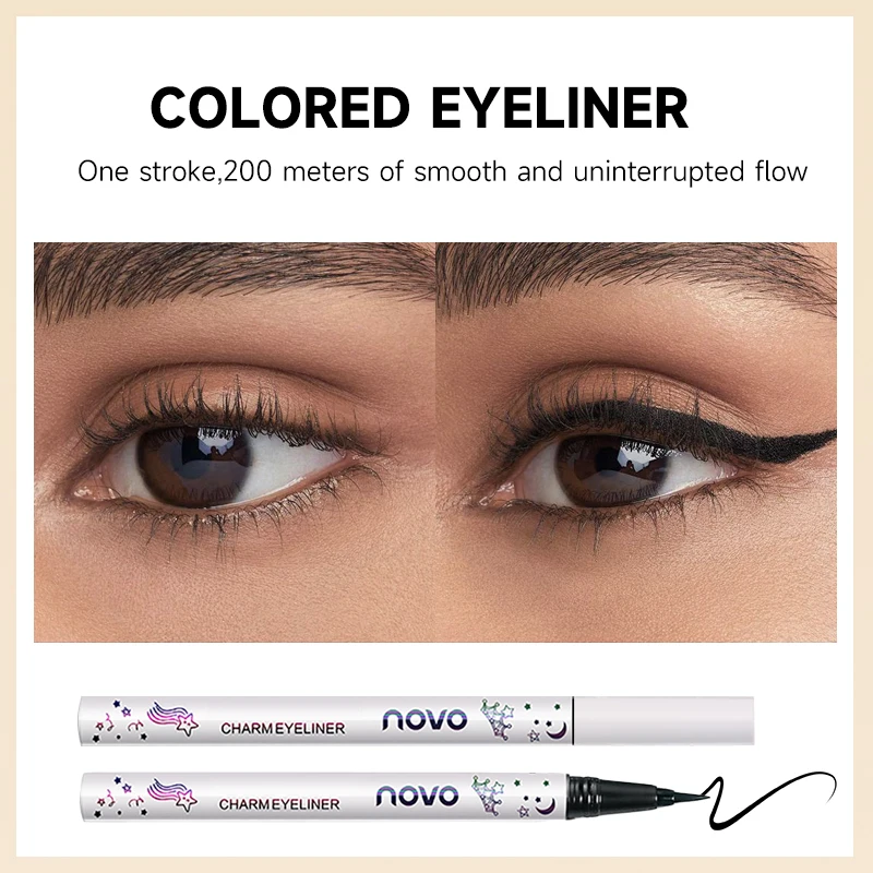 محدد عيون سائل بـ 8 ألوان - فرشاة فائقة الدقة، مقاومة للتلطخ، مقاومة للماء تدوم طويلاً، سريعة الجفاف، تصميم فني للعين #2