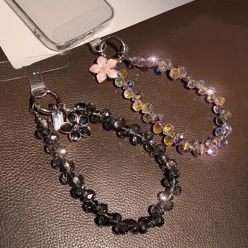 

Модный ремешок для мобильного телефона с кристаллами в форме капли, ручной работы, из бисера, короткая цепочка на запястье, подвеска для телефона