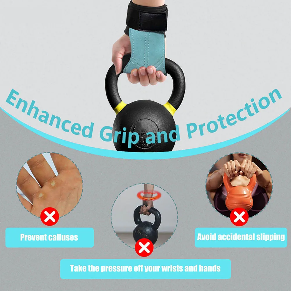 

Lifting Wrist Straps Women Men, Weight Lifting Grips with Cushion Wrist Loop, Double Layer Leather , for Gym Workout Wristband