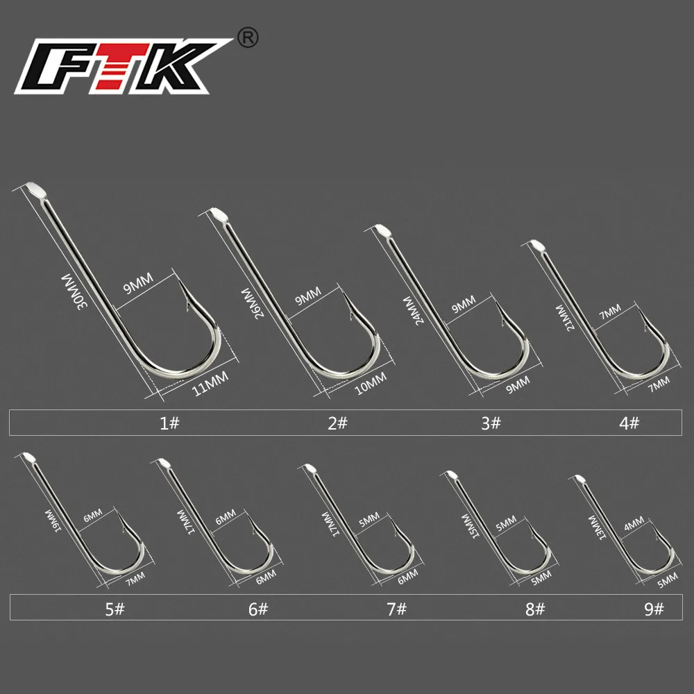 FTK- Long Handled Flat Fishhook High Carbon Steel Iseni Marushi 100Pcs Double-back Thorn Barbed Eel Hook for Fishing Accessories