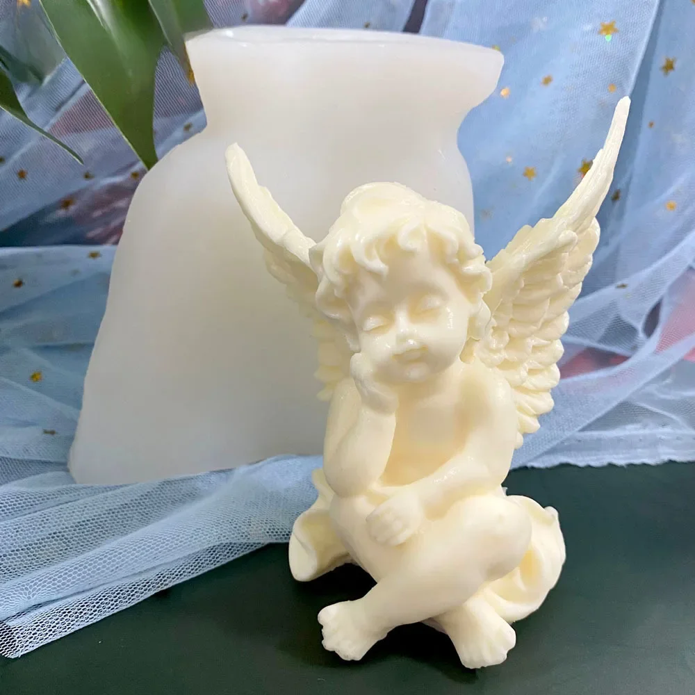 Duży rozmiar 3D Anioł Silikonowa forma do świec DIY Ręcznie robione rękodzieło Aromaterapia Mydło Gipsowe Formy do domu Ozdoby dekoracyjne Narzędzia — zdjęcie 2