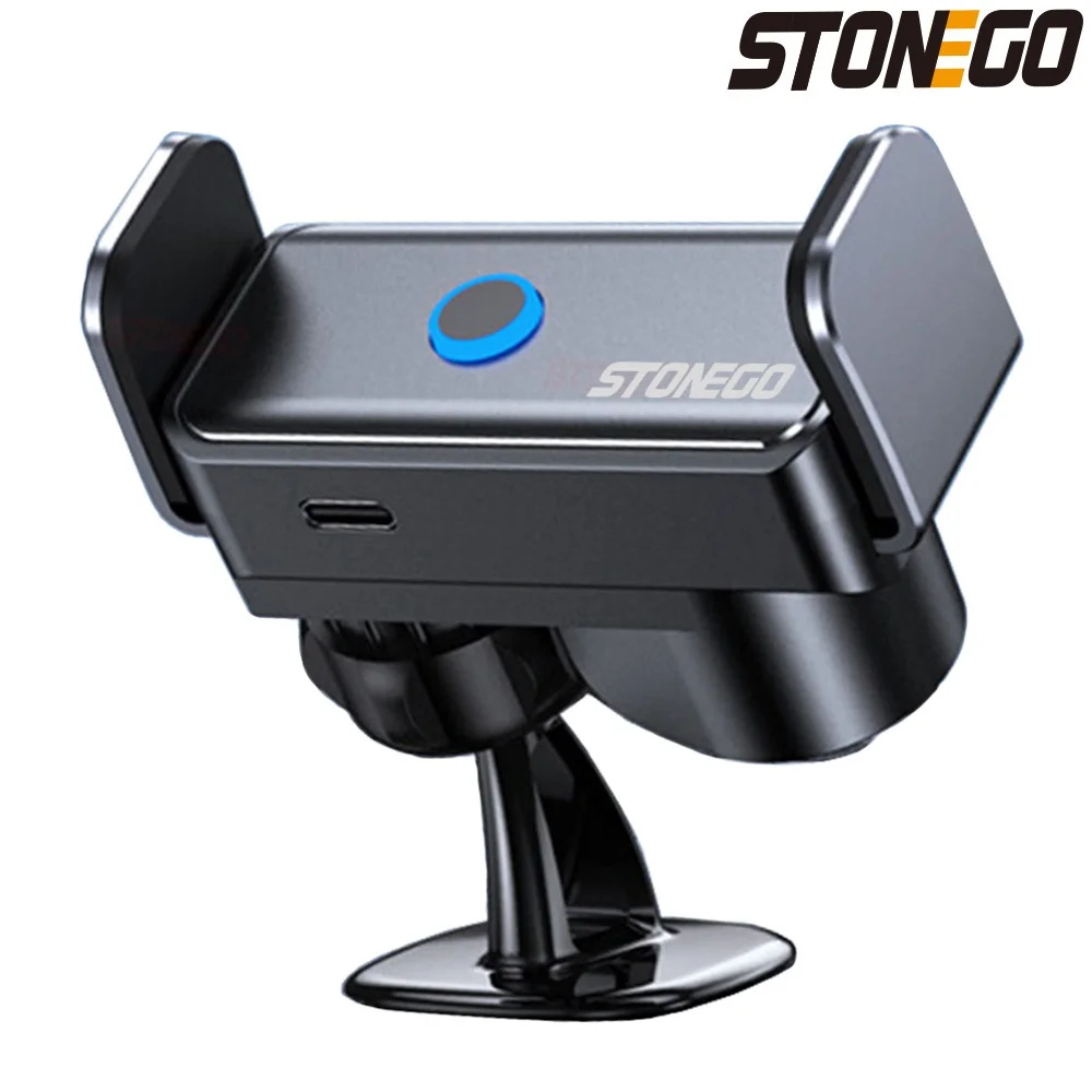 STONEGO Electric Induction Mobile Phone Holder, 360° Rotation Car Smart Electric Locking Strong Grip Mobile Phone Support Holder