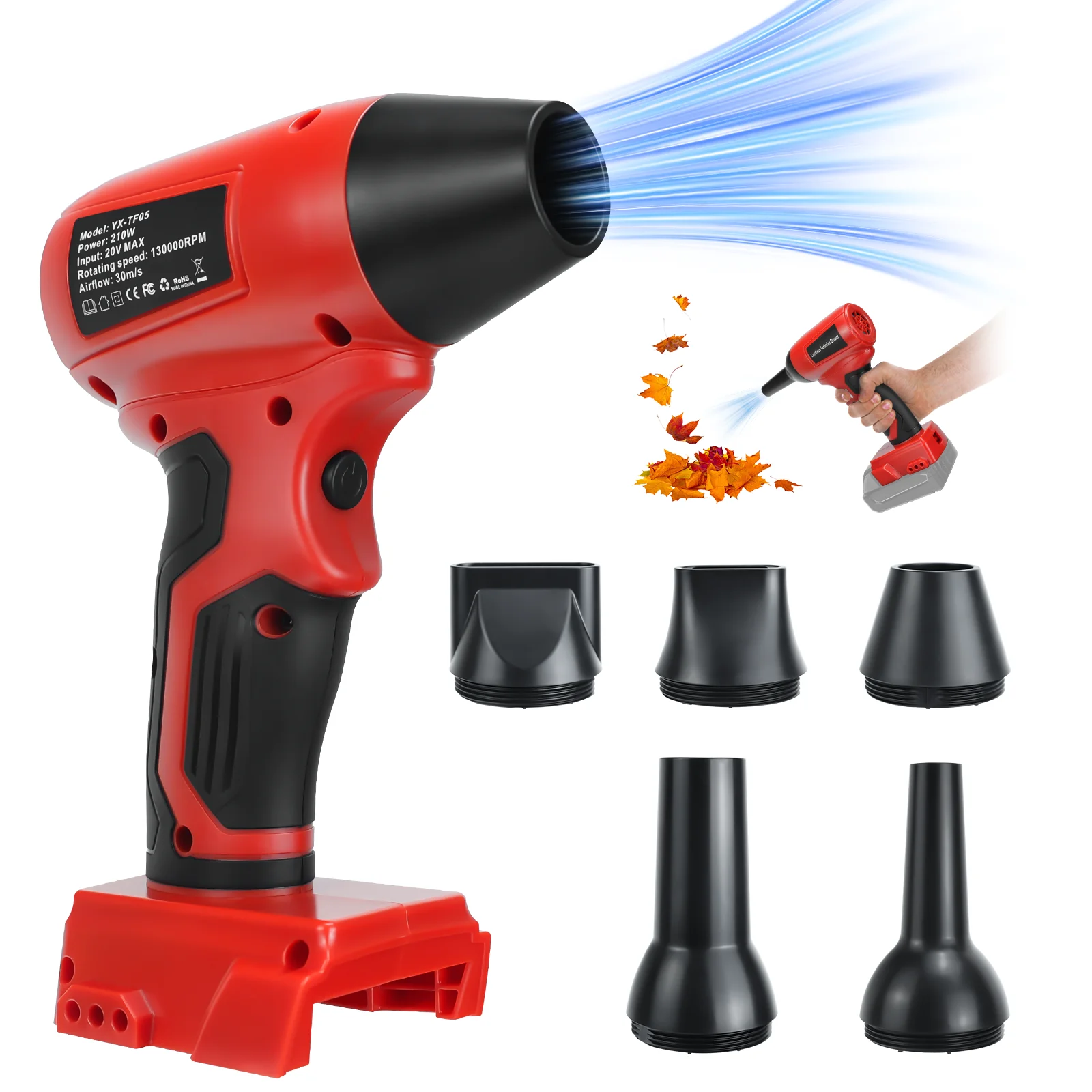 

Cordless Air Blower Turbo Fan 130000RPM Brushless Mini Jet Dry Blower Stepless Speed Change for Milwaukee 18V Battery