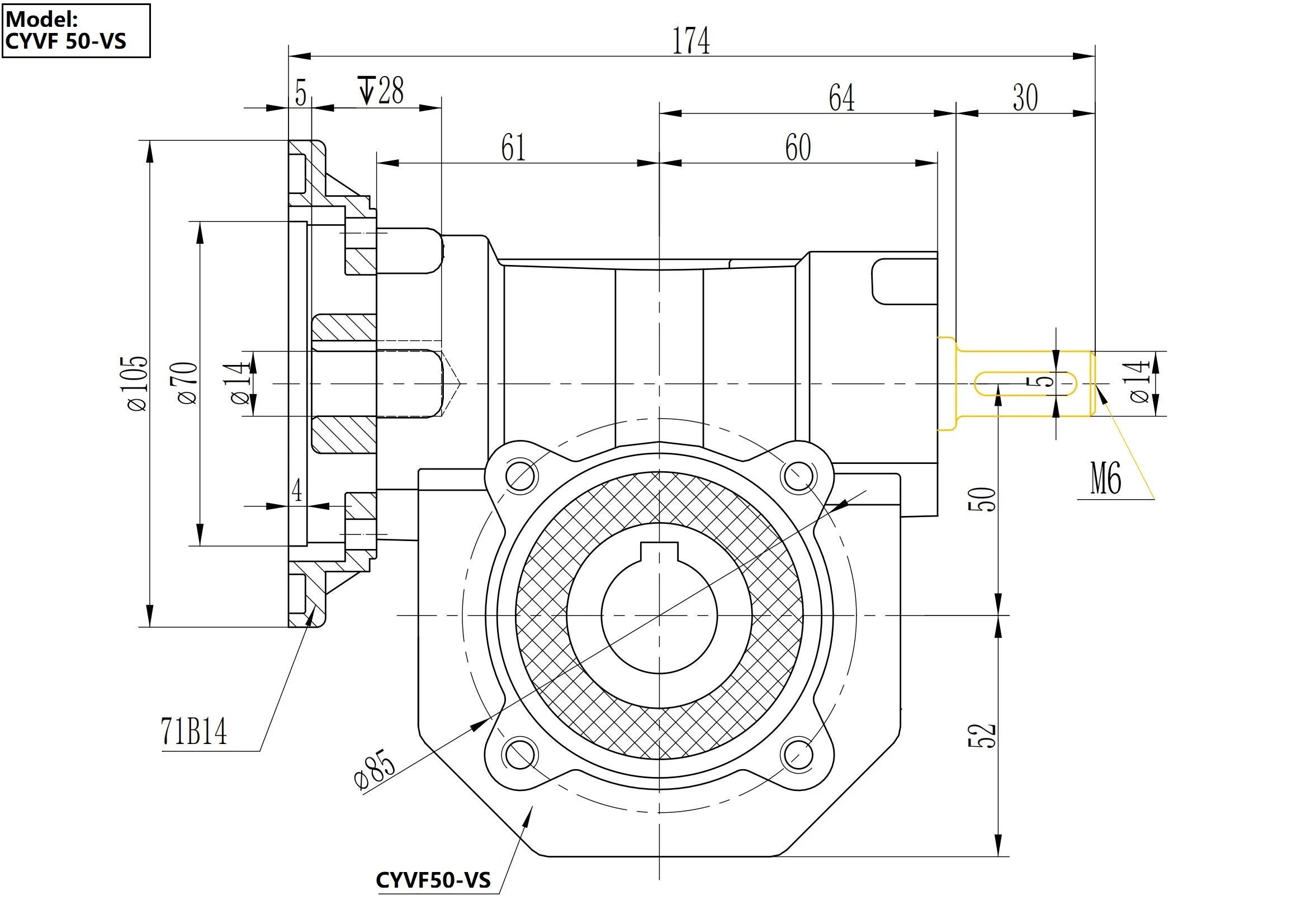 Worm Reducer Gear Gearbox Includes CYVF50-VS and Specified matching flange