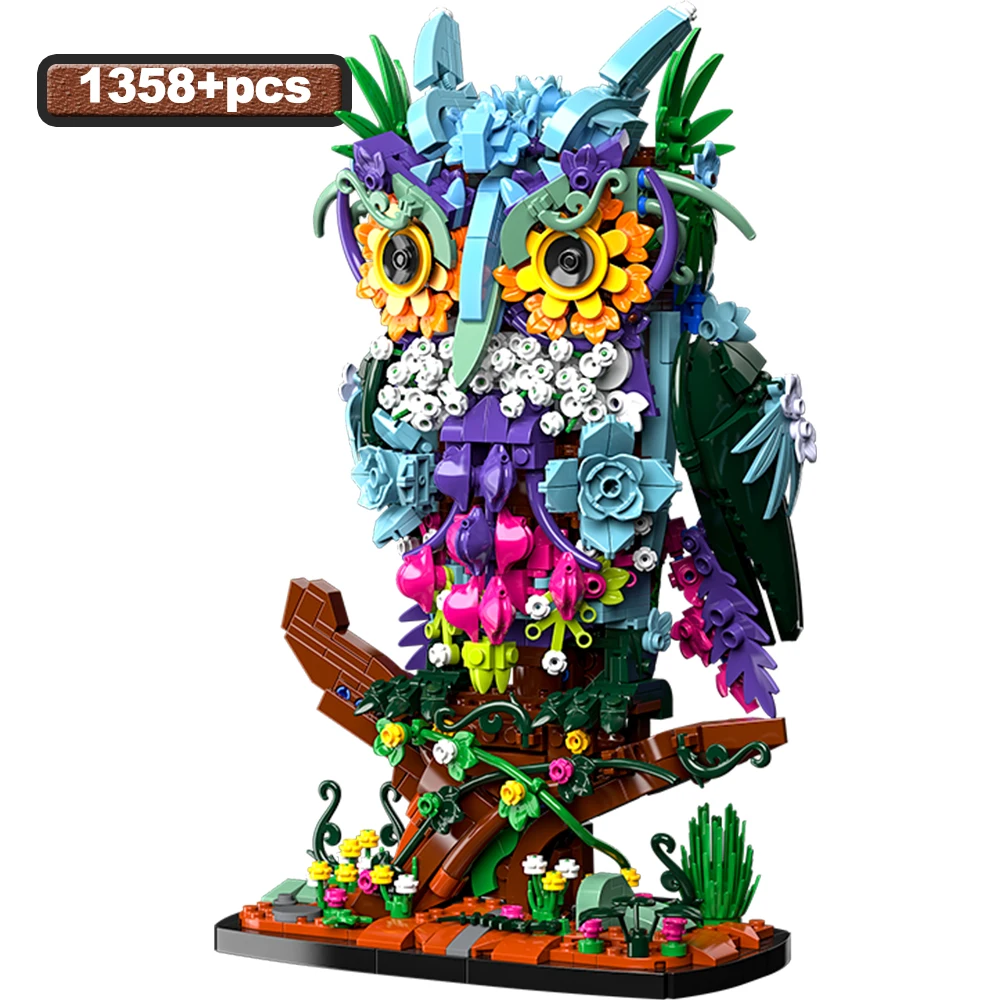 MOC Mechanische Kleurrijke Uil Model Bouwsteen Stad Creatieve Desktop ornamenten Dier Bakstenen Educatief Speelgoed Kinderen Volwassenen Gift