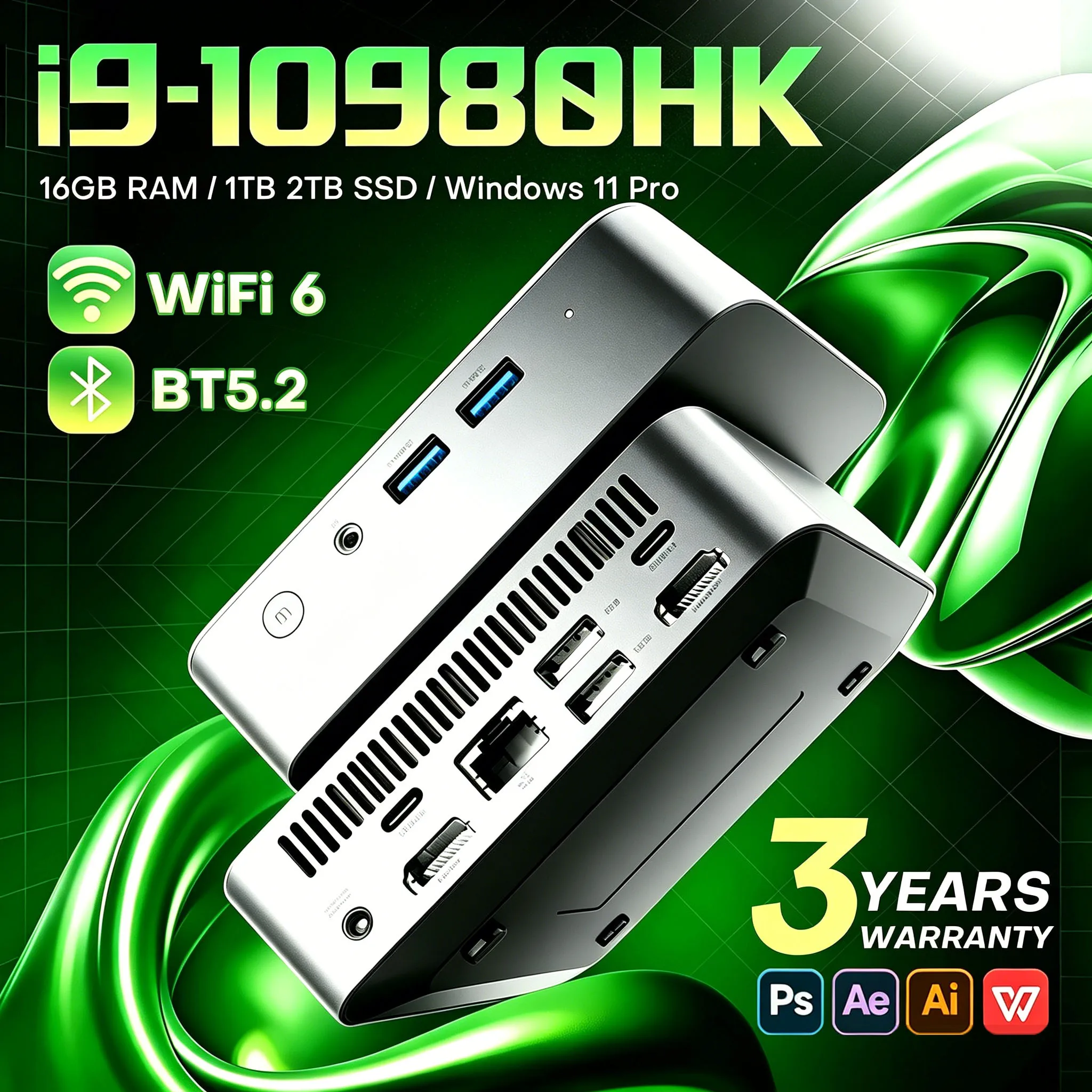 Mini PC Windows 11 Pro Computer Intel N150/Core I9 10980HK/I3-6100 16GB RAM 512GB 1/2TB SSD PC Tascabile Gamer 4K HD Mini PC Desktop da Gaming
