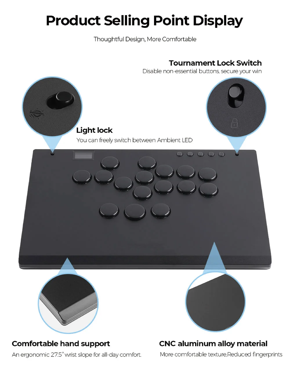 Haute42 M-Ultra Gen 2 Aluminium-Legierung Hebellos-Arcade-Stick Hitbox-Controller für PC/PS4/PS5 Arcade-Hebellos-Controller – Detail 33