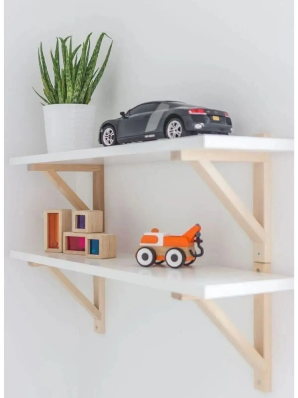 

Decorative Wooden 2 Pcs Wall Shelf Living Room Home Bedroom Decoration and Accessory Holder