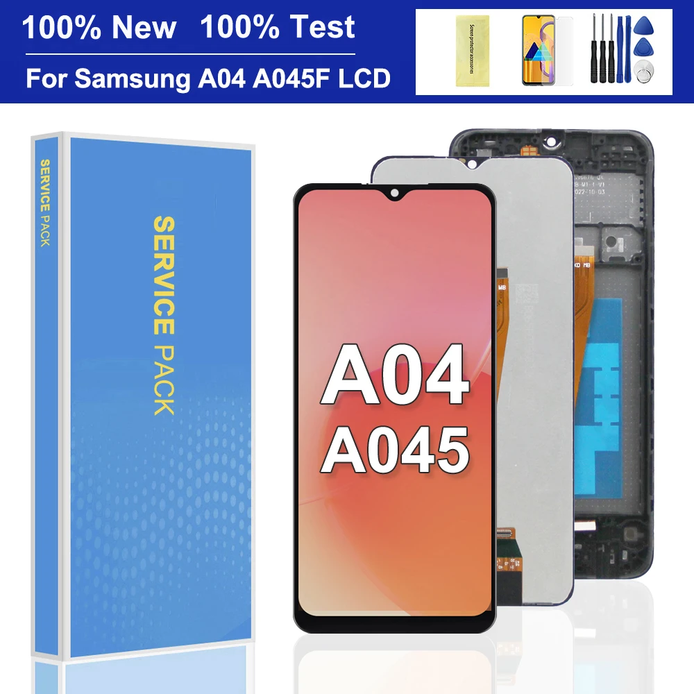 With Accessory, For Samsung A04 LCD Display Touch Screen Digitizer For Samsung A045 A045F A045M A045F/DS Display With Frame