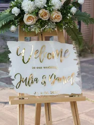 Brushed Wedding Sign Personalized Acrylic Welcome to our Wedding Sign Painted Wedding Decor Modern Wedding Welcome Sign