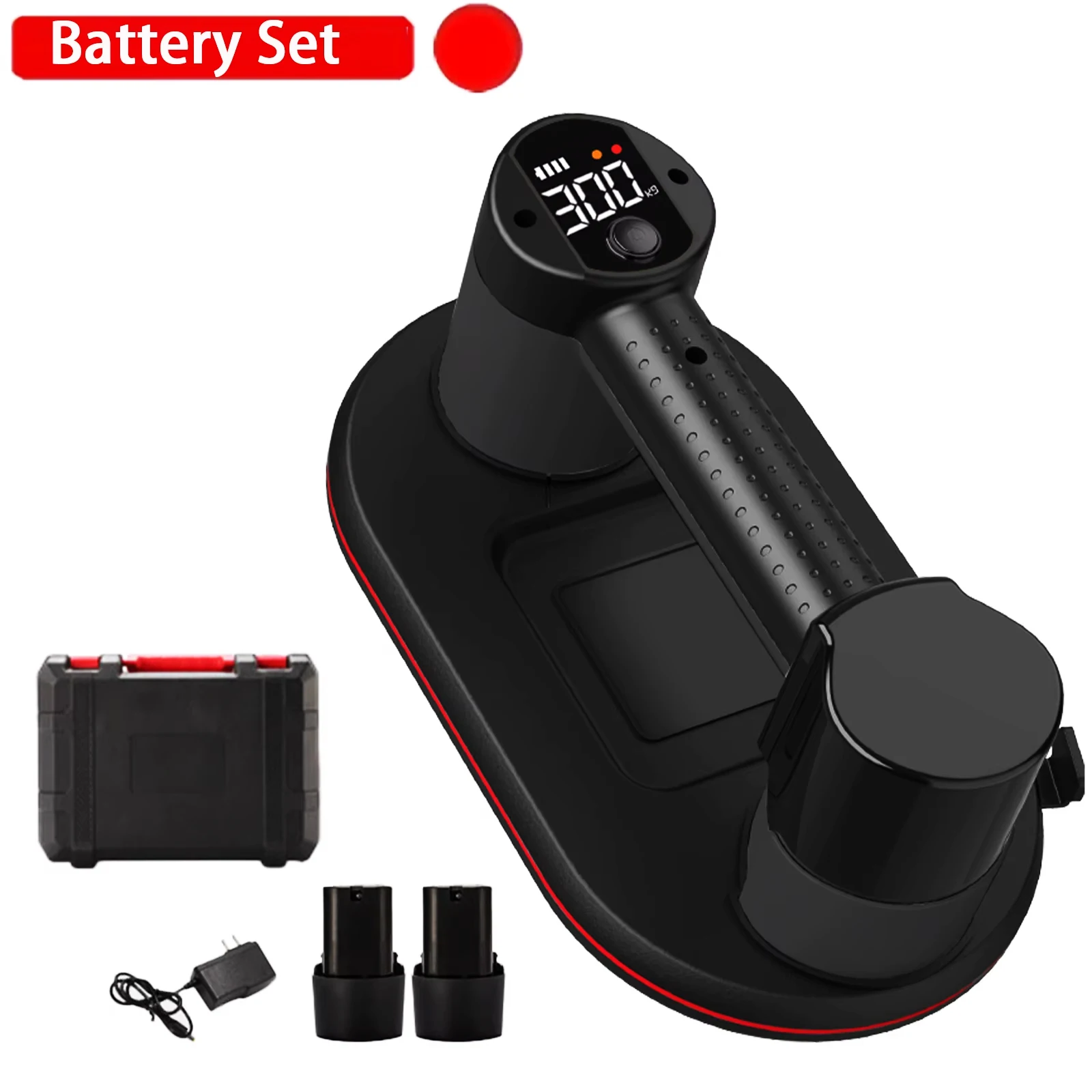 300KG draagvermogen, zware uitvoering, slimme display, grote elektrische vacuümzuignap, glas- en tegelheffer, 3600mAh vacuümzuigers, heftruck, type-C opladen/met 2 stuks batterij