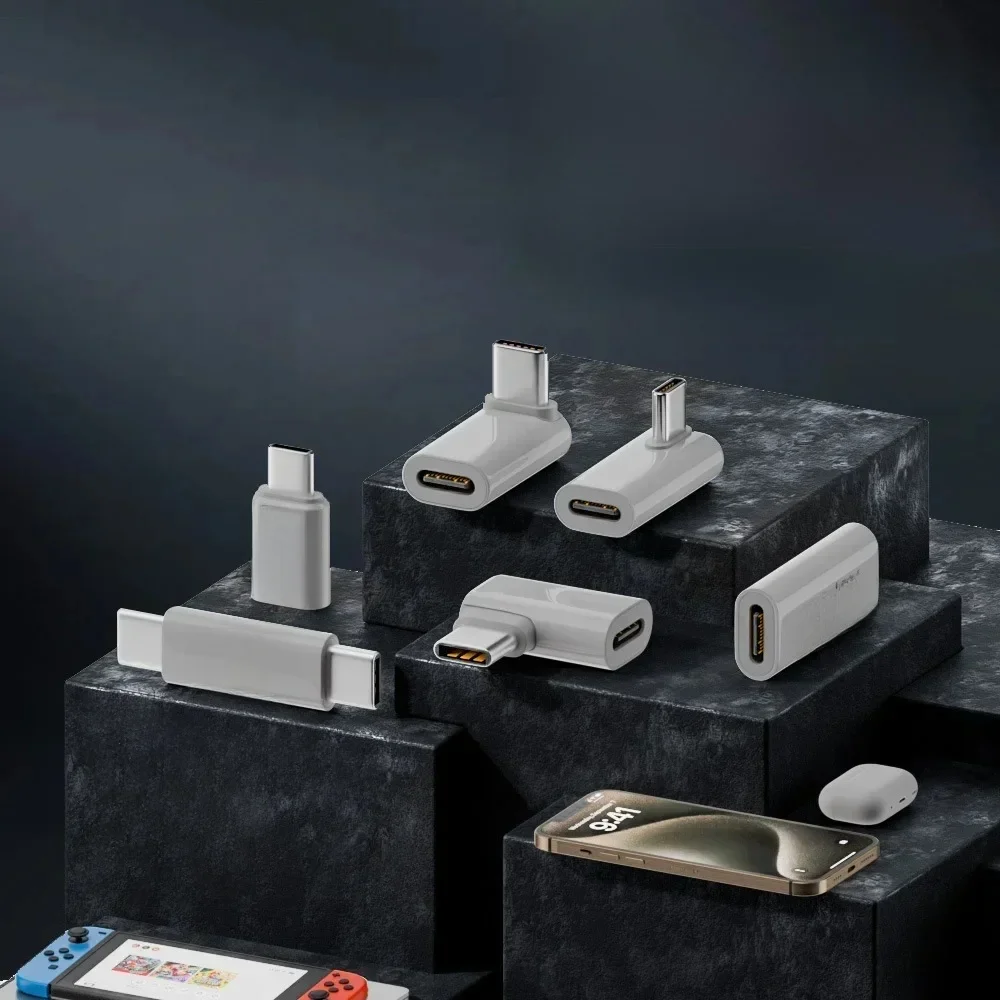 Convertisseur USB C résistant à 90 °, adaptateur Thunderbolt de type C femelle à mâle, coude à angle droit, écouteur USBC, prolongateur de charge de données audio