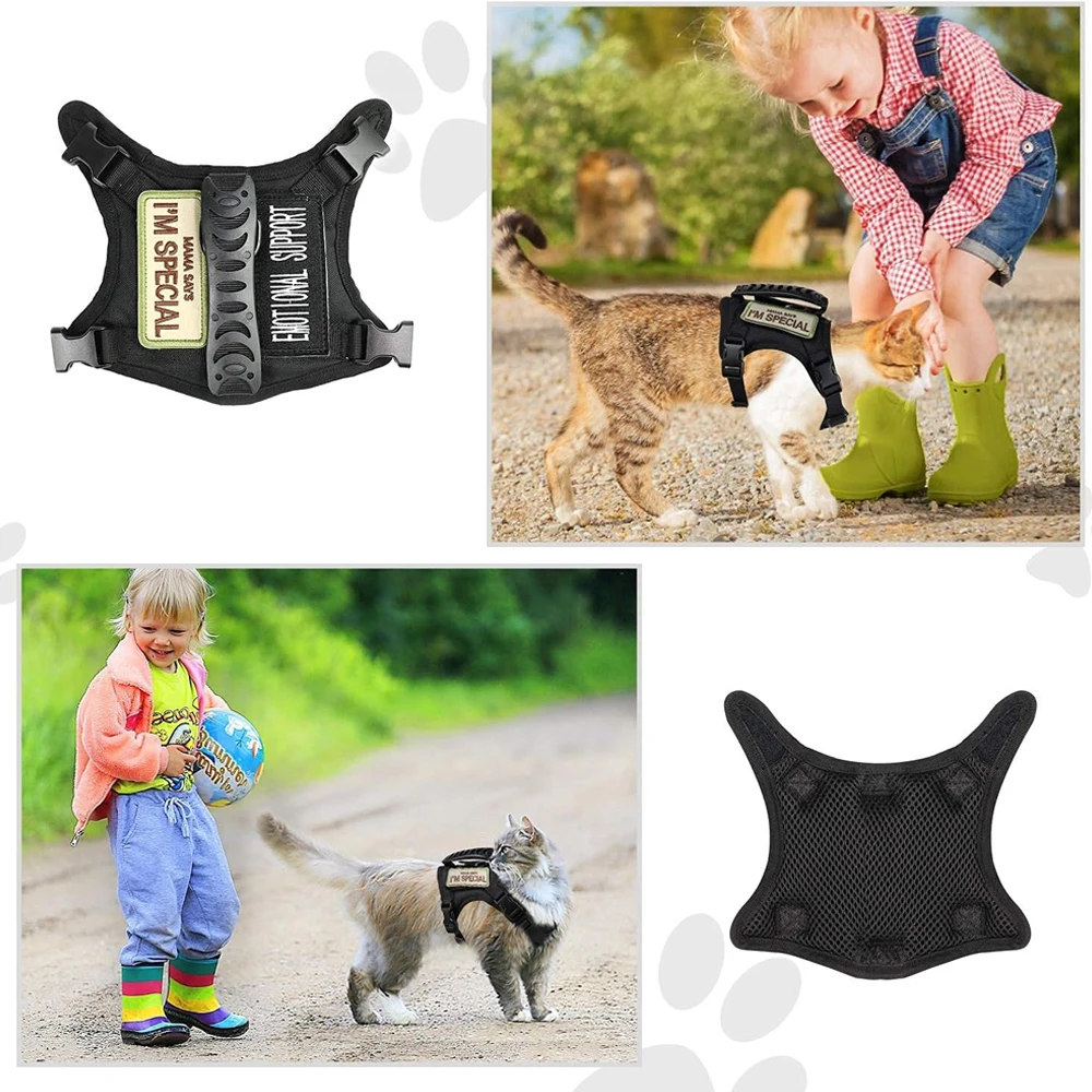 Tactical Cat Harness Escape Proof Adjustable Military Style Vest Comfortable for Cats Puppy Outdoor Walking Training - view 6