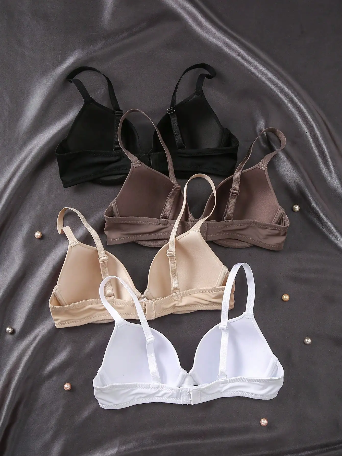 4-piece multi-color smooth women's lingerie soft steel ring comfortable push-up versatile bra