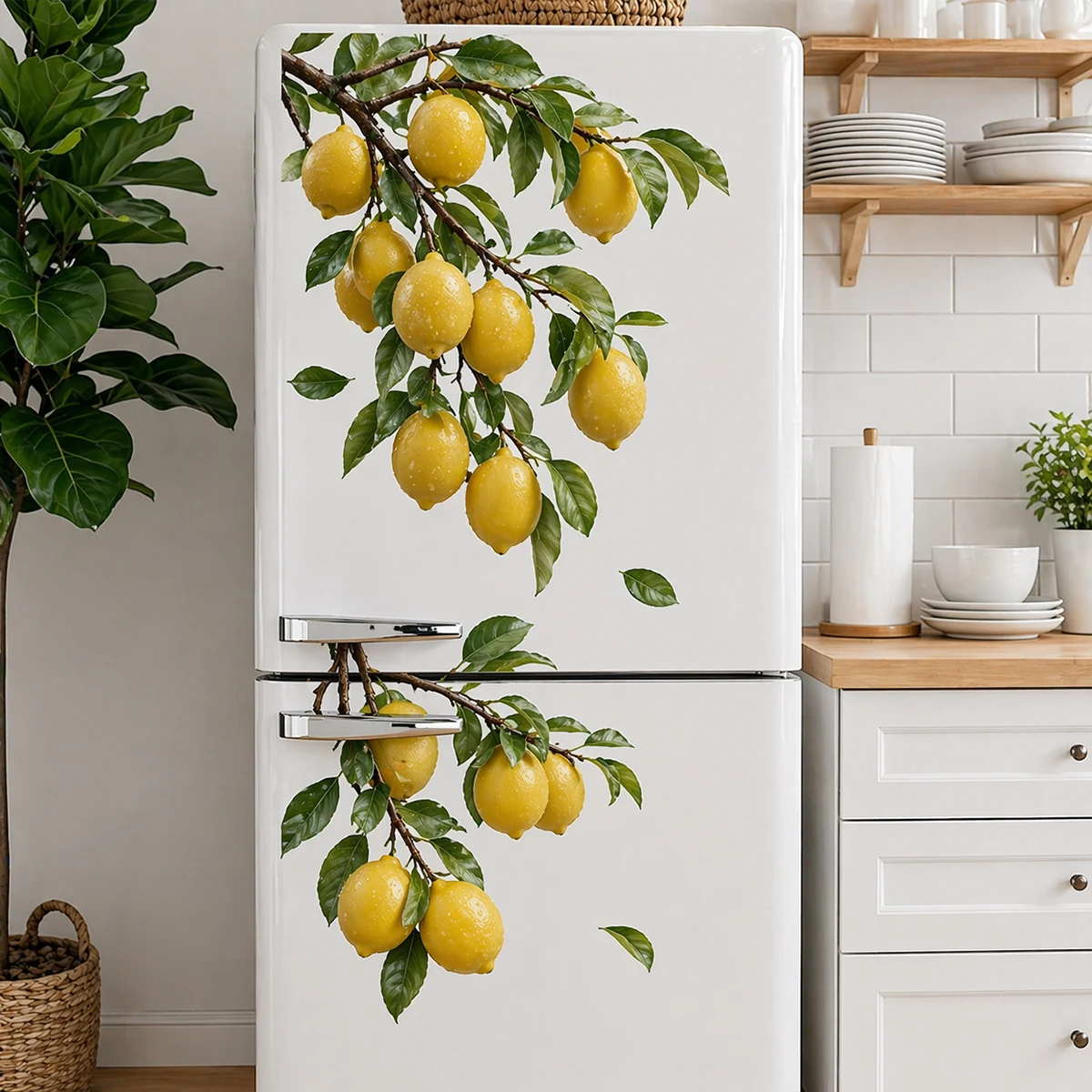 3D Red Apple Refrigerator Magnet, Waterproof Vinyl Wall Sticker, Apple Branch Pattern, Suitable for Kitchen and Home Decoration view 4