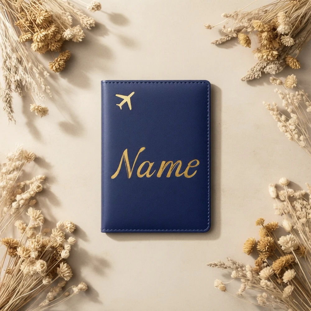 

Custom Name PU Passport Cover, RFID Blocking Slim Holder for Cards & Documents, Travel Essential