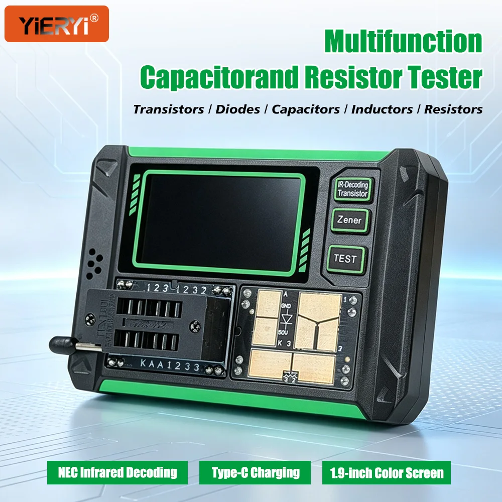 LCR-AR1 Multifunction Transistor Tester LCR ESR Meter IR Decoder Zener Diode Triode Capacitor Resistor SMD Component Detector