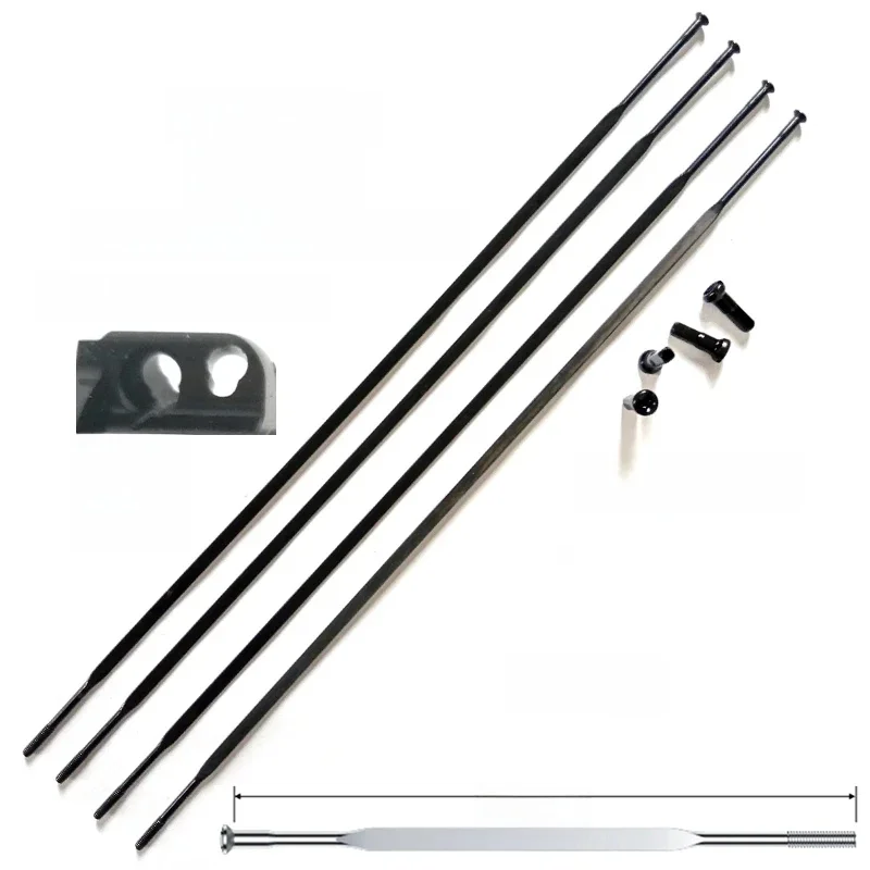 AliExpress RCRW 4pcs/lot Taiwan Pillar 1432 Bike Spoke Diameter 2.0mm FG 1.4 PSR Aero Flat Straight Pull 3.2mm Wide Blade Steel black 166-305mm