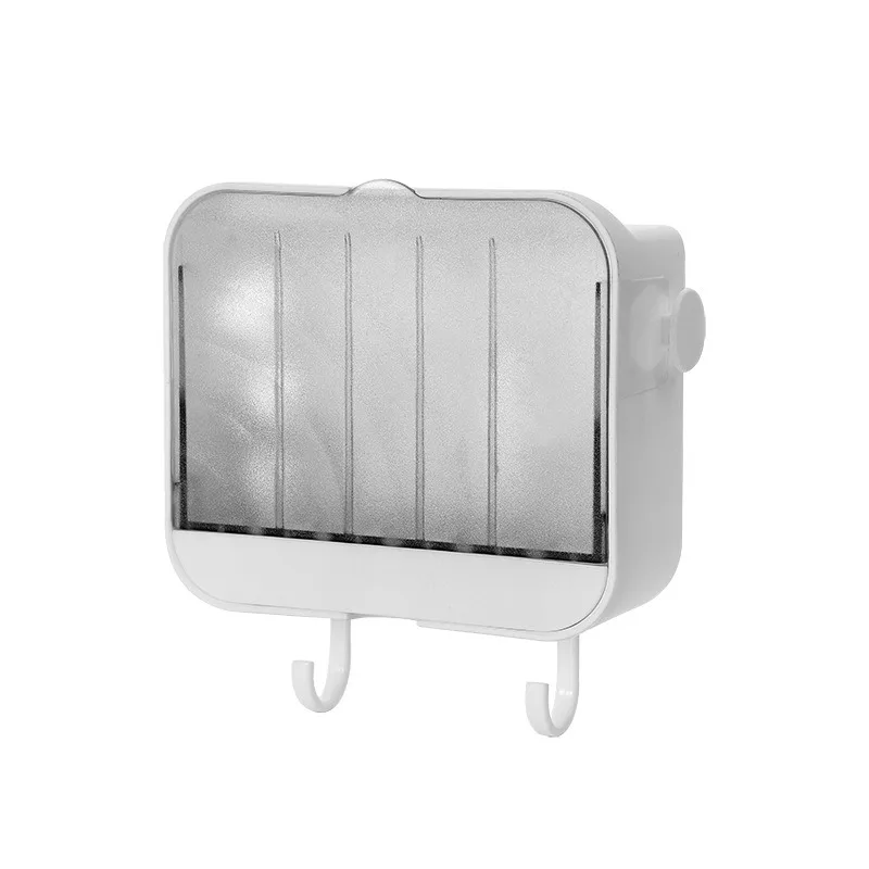 1-2Pcs Wall Mounted Soap Holder for Bathroom Drain Soap Dish Dustproof Flip Cover Double Layer Supplies Container Box Products