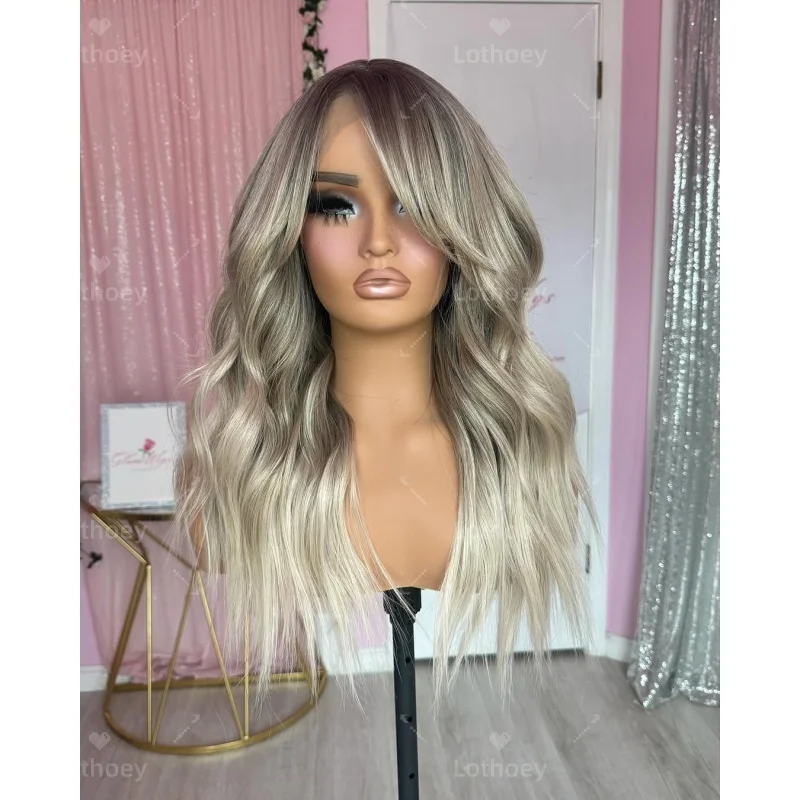 Ashen Moonlight Balayage Color Layered Cut 100% Lace Women  13x4 Lace Front Wigs Glueless Human Remy Hair Wigs For Women