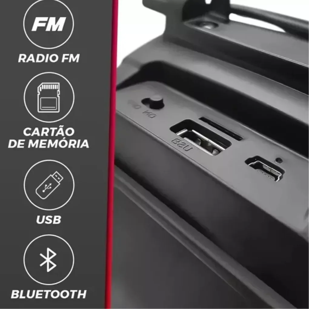 Caixa de Som Portátil Wireless Bluetooth KTS-1337 Nova Versão de Alto-Falante Experiência Única, Imersiva Excelente Qualidade 9D