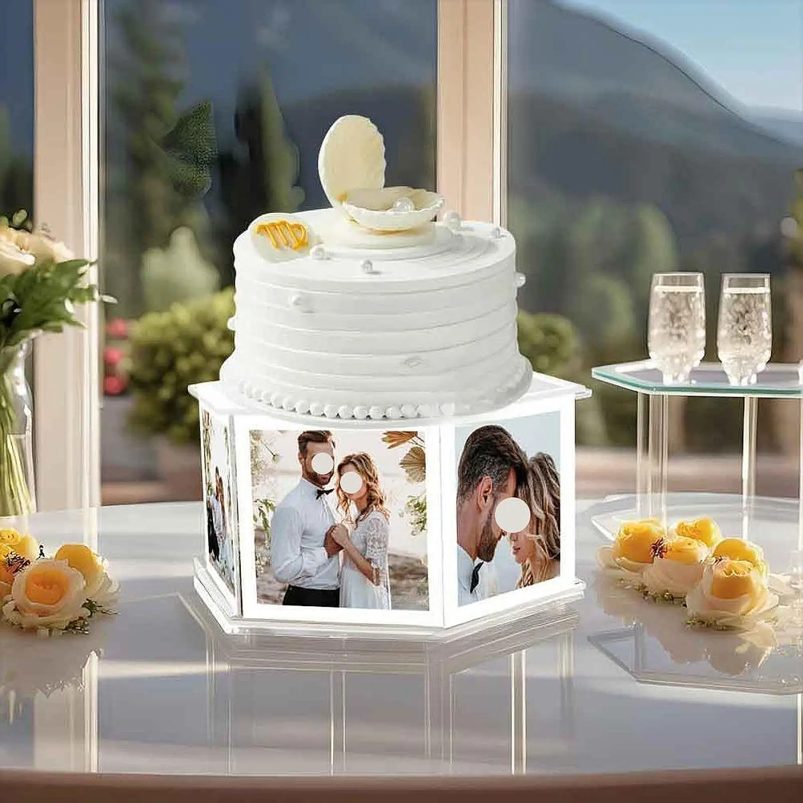 كعكة عرض موقف سداسية لتقوم بها بنفسك إطار صور كعكة عرض موقف حفل زفاف عيد ميلاد الاكريليك آلة طبقات الكعكة كعكة الجدول #2