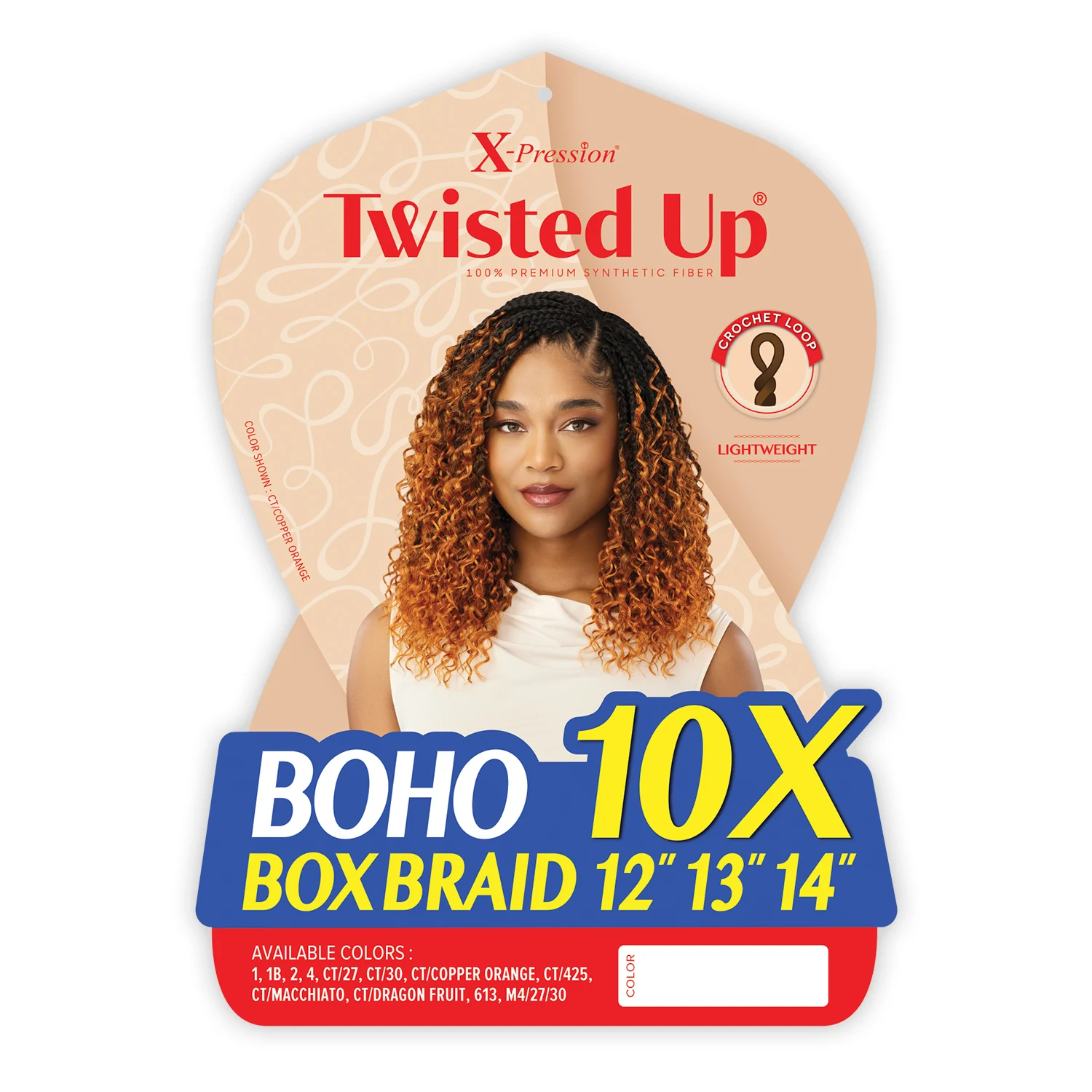 Rambut Kepang Crochet Outre X-Pression Twisted Up 10X Boho Box Braid 12 inci 13 inci 14 inci