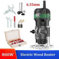 800W 6 Speed Electric Trimming Machine 33000rpm Woodworking Milling Engraving Hand Wood Edge Router Trimmer Home DIY Power Tools