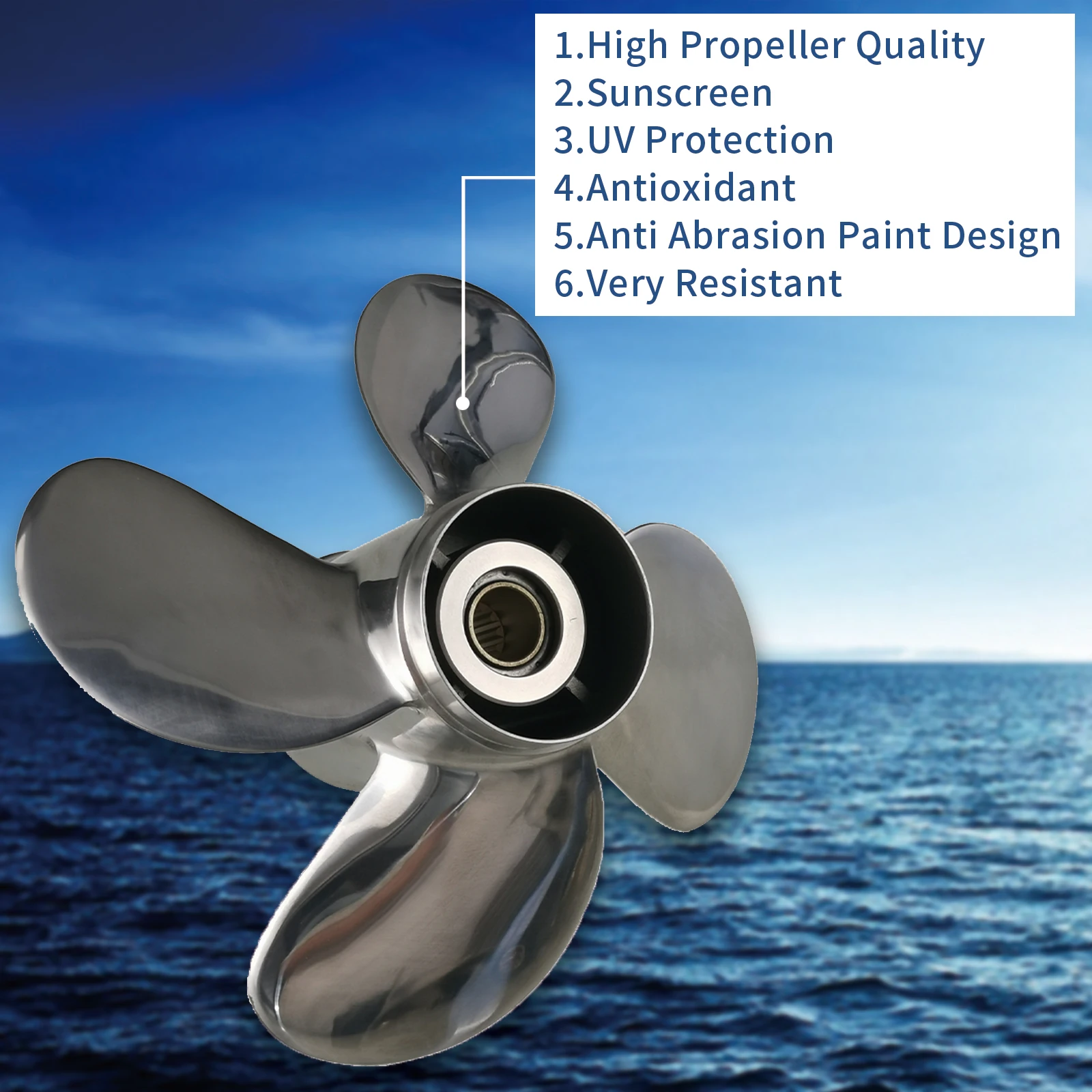 Xspeed China 20-30 HP 9.9''x9'' Stainless Steel Marine Propeller 4 Blade For Yamaha Outboard Engine