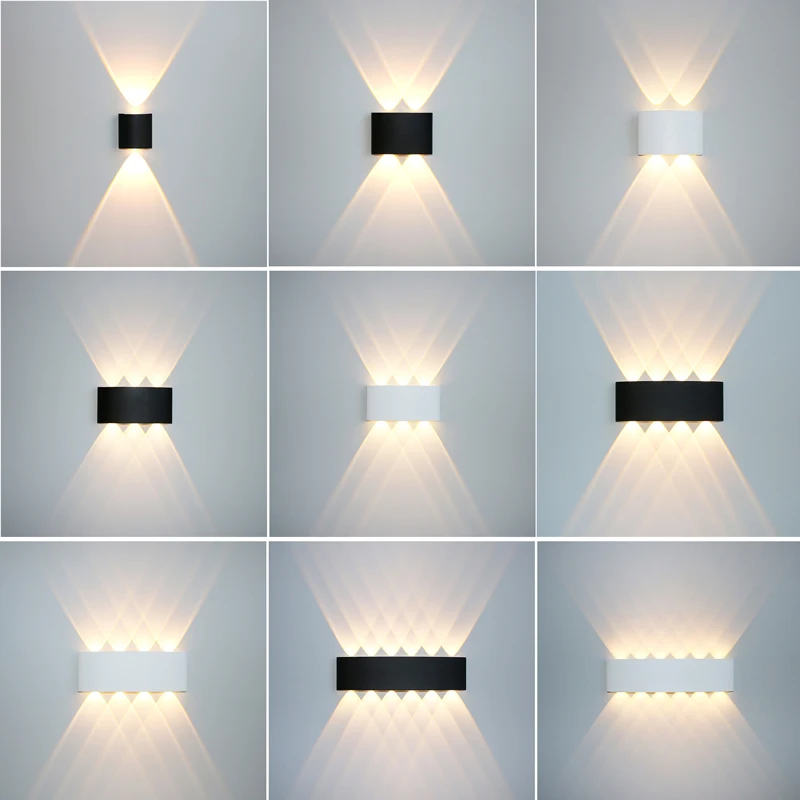 Alüminyum LED Duvar Lambası Su Geçirmez IP65 Açık Bahçe Işıkları 8W 12W İç Duvar Lambası Yatak Odası Oturma Odası Merdiven Aydınlatma için