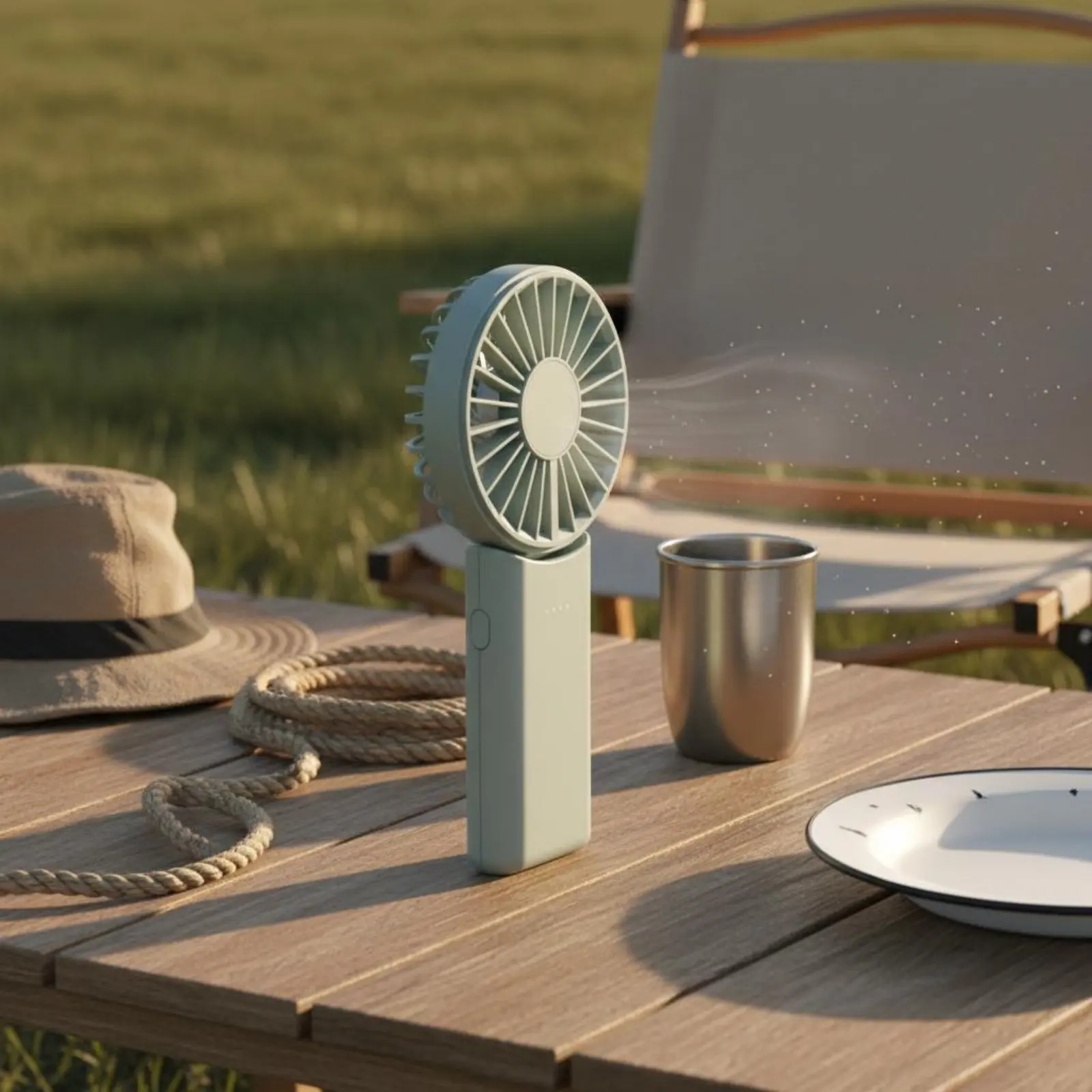 Foldable Mini Handheld USB Fan 1800mAh Rechargeable Fan 4‑Speed Adjustable Quiet Cooling Fan for Camping Travel Outdoor DailyUse