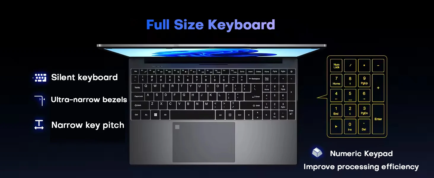 15.6" Laptop Computer Intel Core I7 1165G7 Windows 11 Pro Portable Notebook PC 16GB RAM 1TB 2TB SSD Backlight Office Study Laptops Gaming