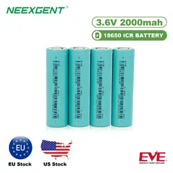 100pcs EVE 18650 3.7v 2000mah Grade A Cylindrical Lithium Battery for Electric Vehicles