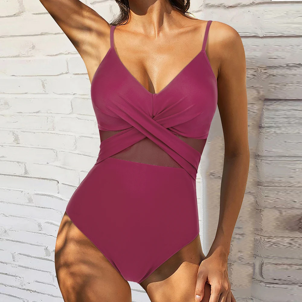 Sexy One Piece Swimsuit Women V Neck  Backless Swimwear Female Push Up Bathers Bathing Suits Monokini Beachwear for Women 2023