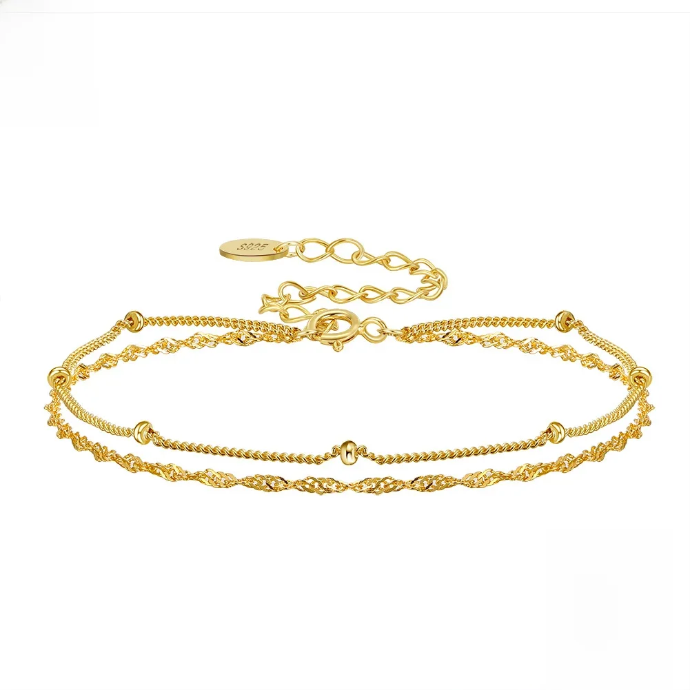 ORSA JEWELS 925 Sterling Silver damska bransoletka dwuwarstwowa naczynie wodne z bransoletką z łańcuszkiem satelitarnym elegancka biżuteria SB131 — zdjęcie 2